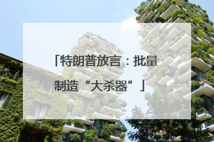 特朗普放言：批量制造“大杀器”